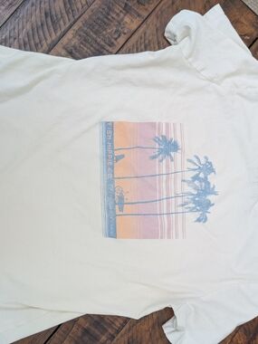 Fish Hippie Women's Short Sleeve Graphic Tee - Cream Sunset Palm